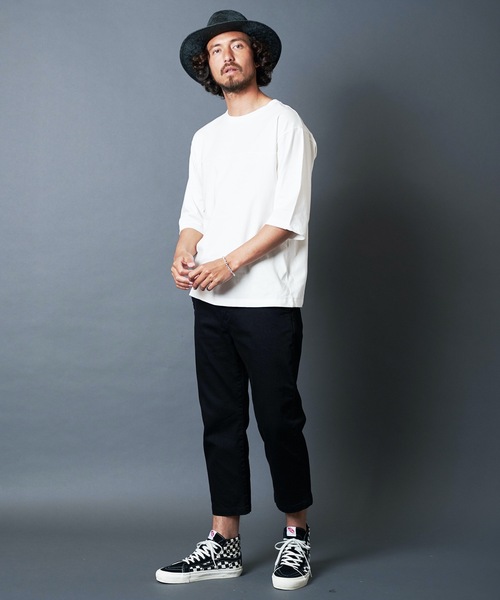 Magine(マージン)の「CTN OPEN/END SWICH PANEL C/N 3/4SL TEE:コットン オープンエンド パネル切り替え クルーネック 7分袖 Tシャツ(Tシャツ/カットソー・メンズ・ホワイト/ブラック/グレー/カーキ・44/46/48)」の22枚目の写真