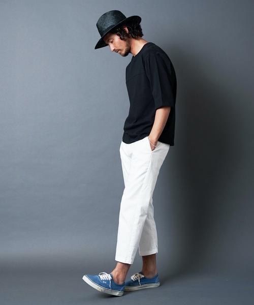 Magine(マージン)の「CTN OPEN/END SWICH PANEL C/N 3/4SL TEE:コットン オープンエンド パネル切り替え クルーネック 7分袖 Tシャツ(Tシャツ/カットソー・メンズ・ホワイト/ブラック/グレー/カーキ・44/46/48)」の11枚目の写真