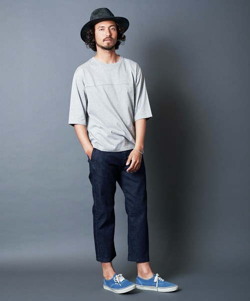 Magine(マージン)の「CTN OPEN/END SWICH PANEL C/N 3/4SL TEE:コットン オープンエンド パネル切り替え クルーネック 7分袖 Tシャツ(Tシャツ/カットソー・メンズ・ホワイト/ブラック/グレー/カーキ・44/46/48)」の15枚目の写真