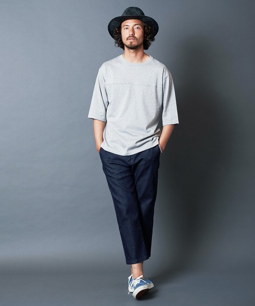 Magine(マージン)の「CTN OPEN/END SWICH PANEL C/N 3/4SL TEE:コットン オープンエンド パネル切り替え クルーネック 7分袖 Tシャツ(Tシャツ/カットソー・メンズ・ホワイト/ブラック/グレー/カーキ・44/46/48)」の19枚目の写真