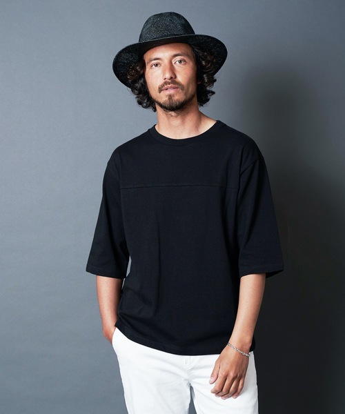 Magine(マージン)の「CTN OPEN/END SWICH PANEL C/N 3/4SL TEE:コットン オープンエンド パネル切り替え クルーネック 7分袖 Tシャツ(Tシャツ/カットソー・メンズ・ホワイト/ブラック/グレー/カーキ・44/46/48)」の8枚目の写真