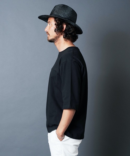 Magine(マージン)の「CTN OPEN/END SWICH PANEL C/N 3/4SL TEE:コットン オープンエンド パネル切り替え クルーネック 7分袖 Tシャツ(Tシャツ/カットソー・メンズ・ホワイト/ブラック/グレー/カーキ・44/46/48)」の16枚目の写真