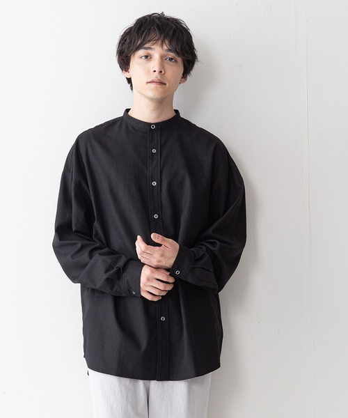 UNIIT(ユニット)の「【UNIIT】コットンリネン バンドカラー(ノーカラー)シャツ ややルーズシルエット(ビッグシルエット)(シャツ/ブラウス・メンズ・ホワイト/ライトブルー/ブラック/ベージュ・MEDIUM/LARGE)」の18枚目の写真
