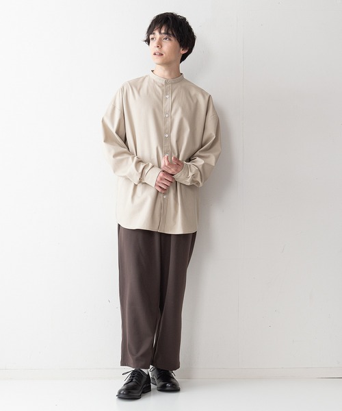 UNIIT(ユニット)の「【UNIIT】コットンリネン バンドカラー(ノーカラー)シャツ ややルーズシルエット(ビッグシルエット)(シャツ/ブラウス・メンズ・ホワイト/ライトブルー/ブラック/ベージュ・MEDIUM/LARGE)」の21枚目の写真