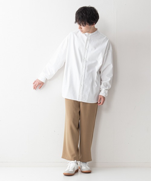 UNIIT(ユニット)の「【UNIIT】コットンリネン バンドカラー(ノーカラー)シャツ ややルーズシルエット(ビッグシルエット)(シャツ/ブラウス・メンズ・ホワイト/ライトブルー/ブラック/ベージュ・MEDIUM/LARGE)」の6枚目の写真