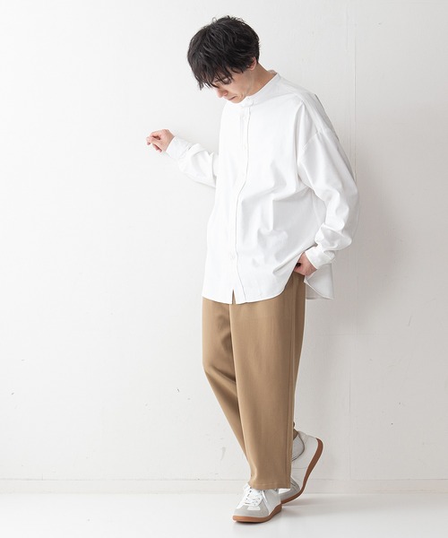 UNIIT(ユニット)の「【UNIIT】コットンリネン バンドカラー(ノーカラー)シャツ ややルーズシルエット(ビッグシルエット)(シャツ/ブラウス・メンズ・ホワイト/ライトブルー/ブラック/ベージュ・MEDIUM/LARGE)」の8枚目の写真