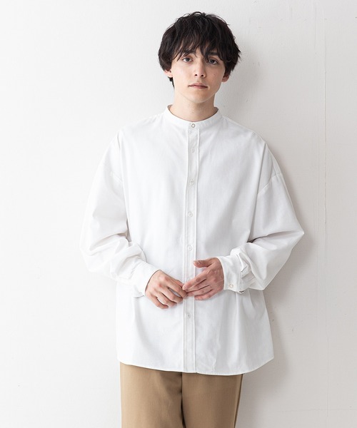 UNIIT(ユニット)の「【UNIIT】コットンリネン バンドカラー(ノーカラー)シャツ ややルーズシルエット(ビッグシルエット)(シャツ/ブラウス・メンズ・ホワイト/ライトブルー/ブラック/ベージュ・MEDIUM/LARGE)」の10枚目の写真