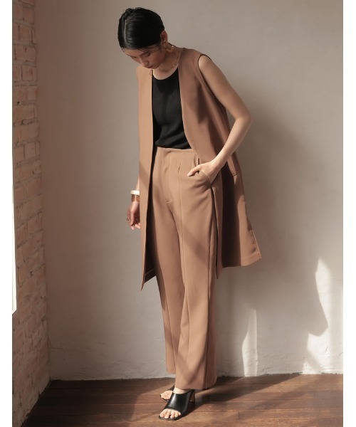 Re:EDIT（リエディ）の「[低身長/高身長サイズ有]ストレッチツイルバックスリットダーツセミフレアパンツ（スラックス・レディース・ブラック/モカ/オレンジ/ライトベージュ・SHORT/TALL/MEDIUM/LARGE/SMALL）」の10枚目の写真