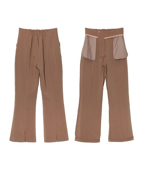 Re:EDIT（リエディ）の「[低身長/高身長サイズ有]ストレッチツイルバックスリットダーツセミフレアパンツ（スラックス・レディース・ブラック/モカ/オレンジ/ライトベージュ・SHORT/TALL/MEDIUM/LARGE/SMALL）」の9枚目の写真