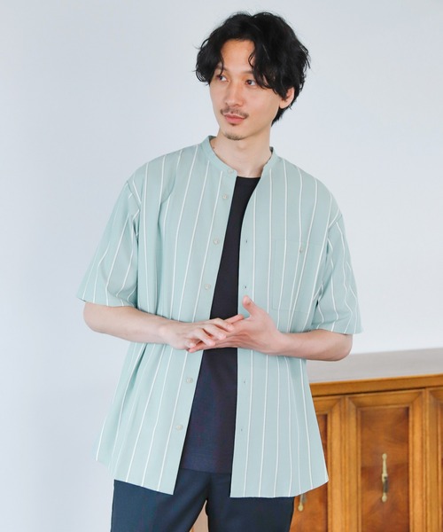 GLOBAL WORK（グローバルワーク）の「快適バンドカラーシャツ