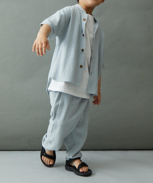 ＆yam（アンドヤム）の「リネンレーヨン テーパードイージーパンツ（その他パンツ・キッズ・ブラック/ベージュ/グリーン/パープル/グレー・130-140cm/140-150cm/150-160cm/120-130cm/110-120cm）」の2枚目の写真