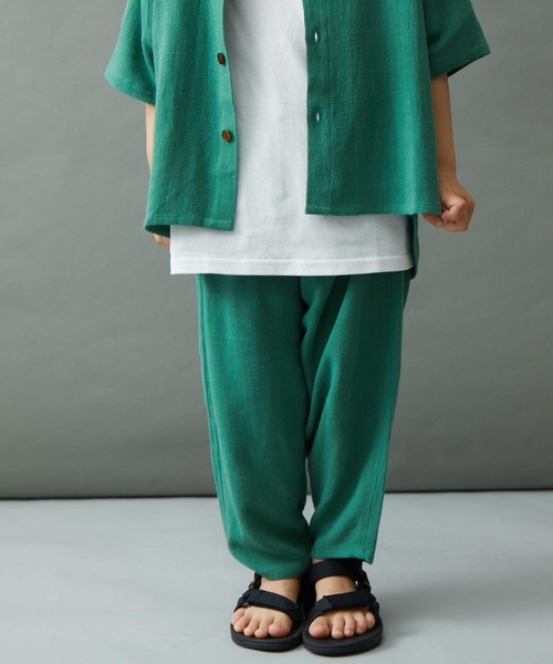 ＆yam（アンドヤム）の「リネンレーヨン テーパードイージーパンツ（その他パンツ・キッズ・ブラック/ベージュ/グリーン/パープル/グレー・130-140cm/140-150cm/150-160cm/120-130cm/110-120cm）」の4枚目の写真