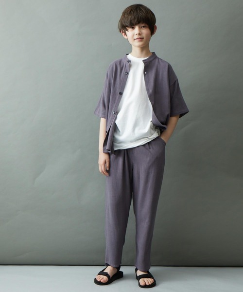＆yam（アンドヤム）の「リネンレーヨン テーパードイージーパンツ（その他パンツ・キッズ・ブラック/ベージュ/グリーン/パープル/グレー・130-140cm/140-150cm/150-160cm/120-130cm/110-120cm）」の9枚目の写真