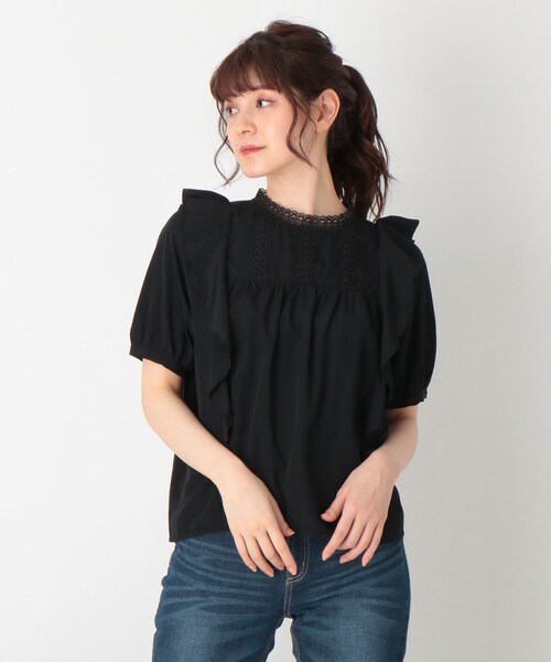 Cutie Blonde（キューティーブロンド）の「◆【S-L】レースフリルブラウス（シャツ/ブラウス・レディース・ダークオレンジ/ブラック/オフホワイト・01/03/02）」の2枚目の写真