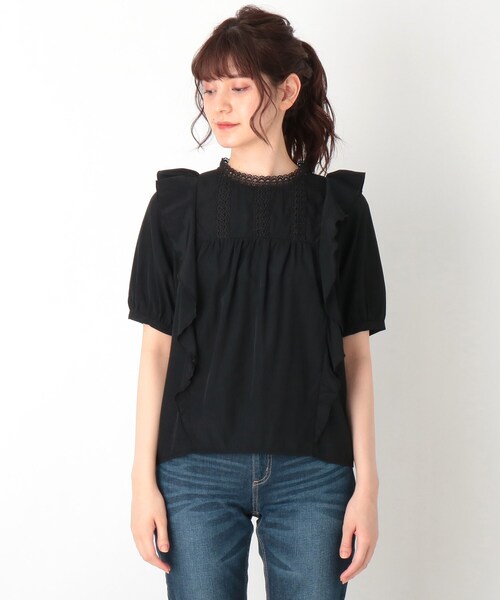 Cutie Blonde（キューティーブロンド）の「◆【S-L】レースフリルブラウス（シャツ/ブラウス・レディース・ダークオレンジ/ブラック/オフホワイト・01/03/02）」の4枚目の写真