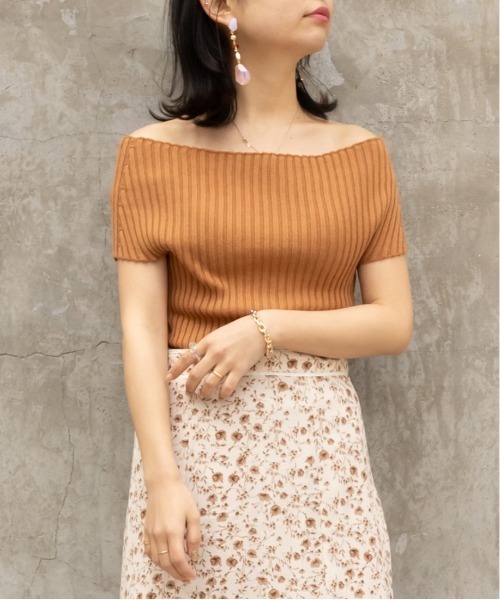 RANDA（ランダ）の「オフショルリブニット（Tシャツ/カットソー・レディース・ブラウン/ベージュ/グリーン/ブラック・FREE）」の20枚目の写真