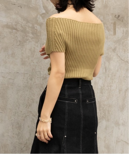 RANDA（ランダ）の「オフショルリブニット（Tシャツ/カットソー・レディース・ブラウン/ベージュ/グリーン/ブラック・FREE）」の15枚目の写真