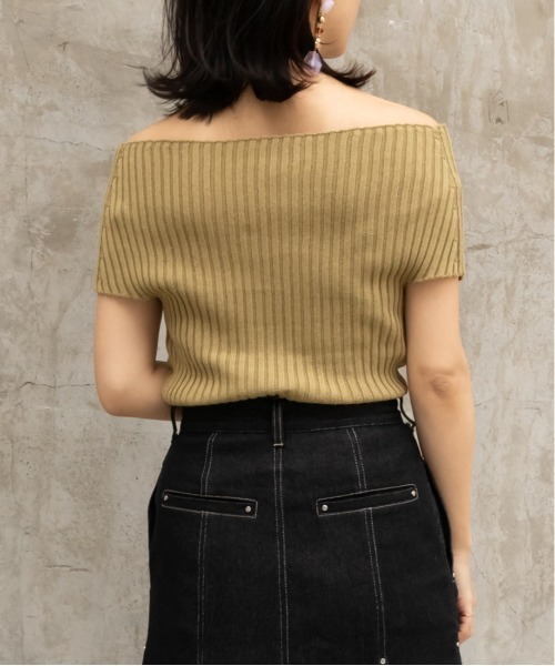 RANDA（ランダ）の「オフショルリブニット（Tシャツ/カットソー・レディース・ブラウン/ベージュ/グリーン/ブラック・FREE）」の18枚目の写真