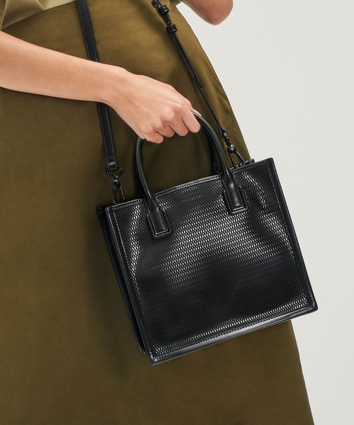 CHARLES & KEITH メッシュダブルハンドル トートバッグ （Black