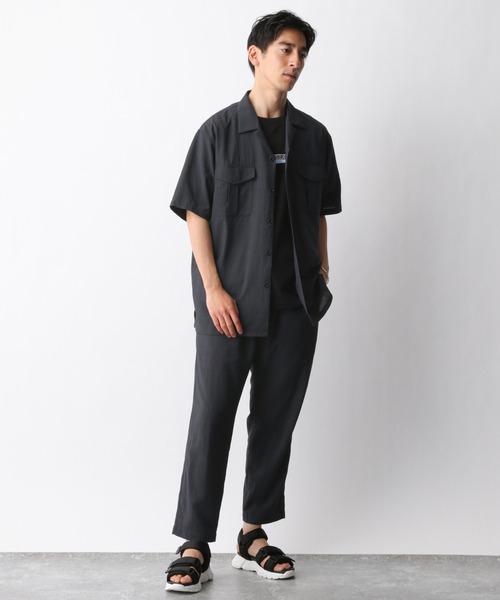 GLOBAL WORK（グローバルワーク）の「爽快リネンミックスシャツ/935576（シャツ/ブラウス・メンズ・チャコールグレー/ベージュ/カーキ・SMALL/MEDIUM/LARGE）」の4枚目の写真