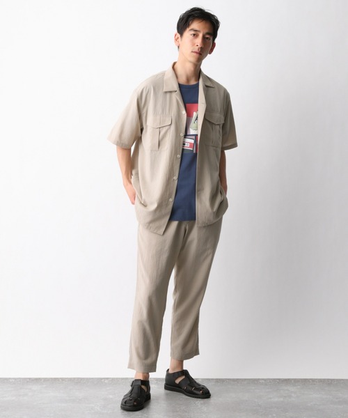 GLOBAL WORK（グローバルワーク）の「爽快リネンミックスシャツ/935576（シャツ/ブラウス・メンズ・チャコールグレー/ベージュ/カーキ・SMALL/MEDIUM/LARGE）」の6枚目の写真