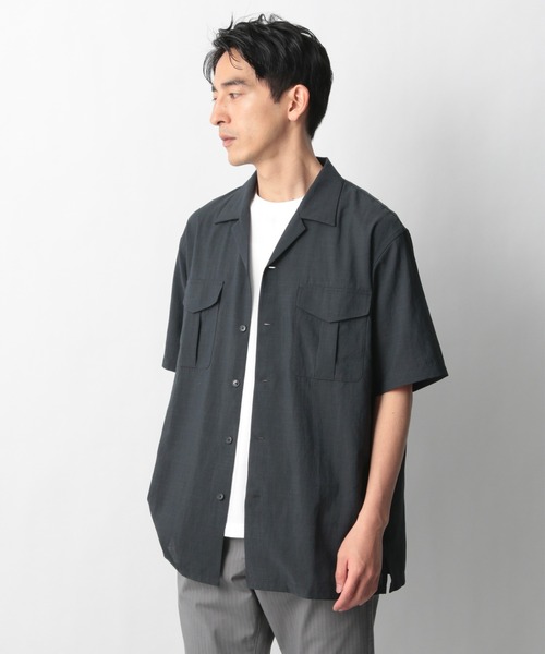 GLOBAL WORK（グローバルワーク）の「爽快リネンミックスシャツ/935576（シャツ/ブラウス・メンズ・チャコールグレー/ベージュ/カーキ・SMALL/MEDIUM/LARGE）」の9枚目の写真