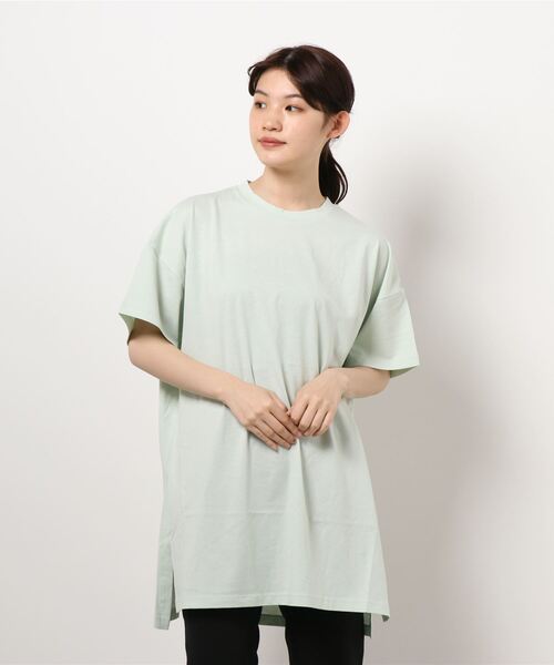 AMERICAN HOLIC（アメリカンホリック）の「サイドスリット半袖カットチュニック（Tシャツ/カットソー・レディース・ブラック/オフホワイト/サックスブルー/オレンジ/ミント・M/L）」の11枚目の写真