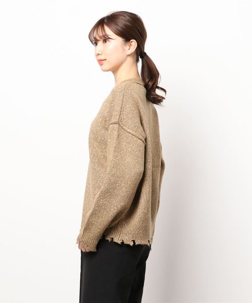 チチカカ（チチカカ）の「ブロークンメランジニット　プルオーバー（ニット/セーター・レディース・ブラック/ベージュ/ブラウン・FREE）」の6枚目の写真