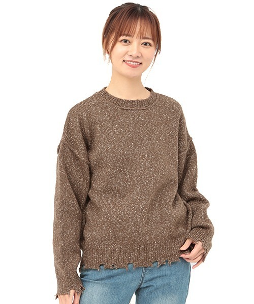 チチカカ（チチカカ）の「ブロークンメランジニット　プルオーバー（ニット/セーター・レディース・ブラック/ベージュ/ブラウン・FREE）」の13枚目の写真