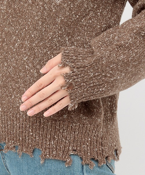 チチカカ（チチカカ）の「ブロークンメランジニット　プルオーバー（ニット/セーター・レディース・ブラック/ベージュ/ブラウン・FREE）」の18枚目の写真