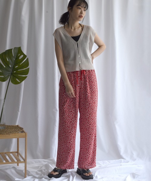Alley by w closet（アリーバイダブルクローゼット）の「【Alley】フラワー柄ウエストゴムイージーパンツ（その他パンツ・レディース・ブラック/レッド/グリーン・FREE）」の14枚目の写真