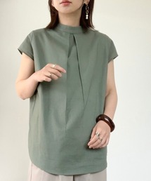 She's Closet | [WEARISTA maiko × She's Closetコラボ] スタンドカラーフレンチスリーブリネンコットンチュニックブラウス(シャツ/ブラウス)