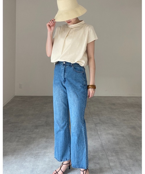 She's Closet（シーズクローゼット）の「[WEARISTA maiko × She's Closetコラボ] スタンドカラーフレンチスリーブリネンコットンチュニックブラウス（シャツ/ブラウス・レディース・ナチュラル/オリーブ/ブラック・SHORT/FREE/TALL）」の17枚目の写真