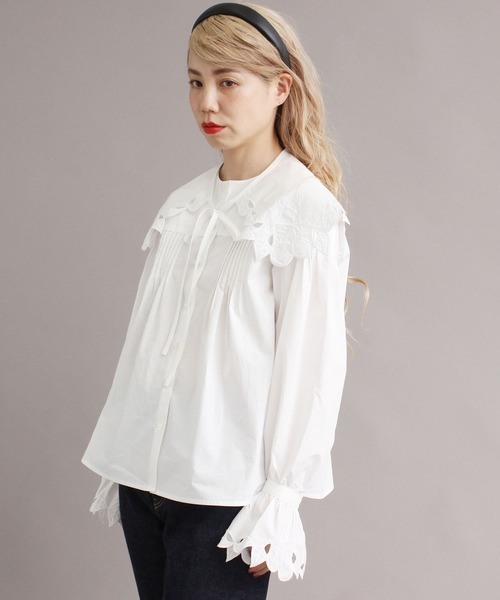 peu pres（プープレ）の「ヒメリンゴ刺繍 付け衿ブラウス（シャツ/ブラウス・レディース・ブラック/ホワイト・FREE）」の16枚目の写真