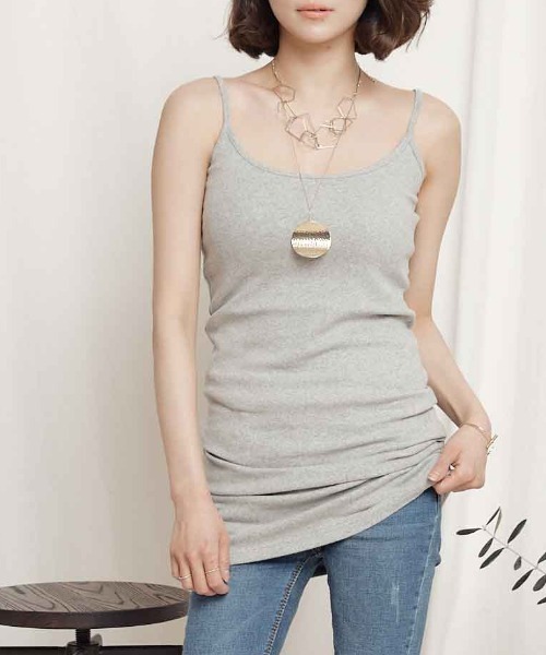 Chaco closet(チャコ クローゼット)の「ストレスフリー天竺キャミソールロング(キャミソール・レディース・ベージュ/グレー/ブラック/ホワイト・FREE)」の3枚目の写真