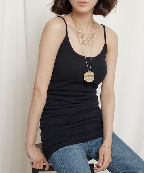 Chaco closet(チャコ クローゼット)の「ストレスフリー天竺キャミソールロング(キャミソール・レディース・ベージュ/グレー/ブラック/ホワイト・FREE)」の2枚目の写真