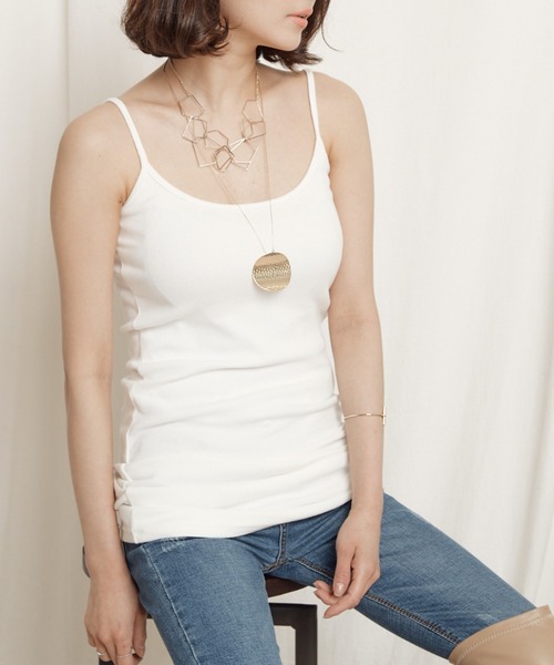 Chaco closet(チャコ クローゼット)の「ストレスフリー天竺キャミソールロング(キャミソール・レディース・ベージュ/グレー/ブラック/ホワイト・FREE)」の5枚目の写真