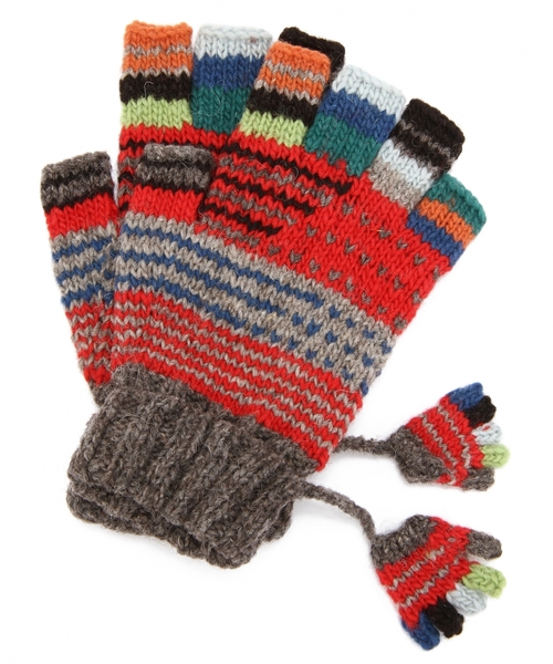 BEAUTY&YOUTH UNITED ARROWS（ビューティーアンドユースユナイテッドアローズ）の「BYBC Northern Store House ウールジャカード フィンガーレスグローブ（手袋・レディース・ダークブラウン/レッド・フリー）」の2枚目の写真