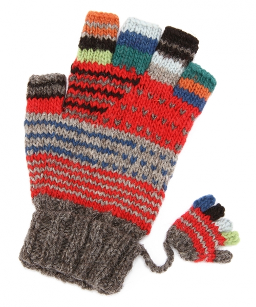 BEAUTY&YOUTH UNITED ARROWS（ビューティーアンドユースユナイテッドアローズ）の「BYBC Northern Store House ウールジャカード フィンガーレスグローブ（手袋・レディース・ダークブラウン/レッド・フリー）」の3枚目の写真