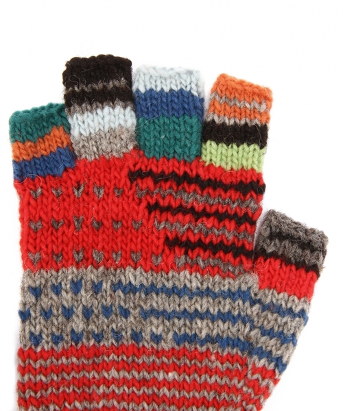 BEAUTY&YOUTH UNITED ARROWS（ビューティーアンドユースユナイテッドアローズ）の「BYBC Northern Store House ウールジャカード フィンガーレスグローブ（手袋・レディース・ダークブラウン/レッド・フリー）」の6枚目の写真