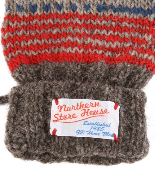 BEAUTY&YOUTH UNITED ARROWS（ビューティーアンドユースユナイテッドアローズ）の「BYBC Northern Store House ウールジャカード フィンガーレスグローブ（手袋・レディース・ダークブラウン/レッド・フリー）」の7枚目の写真