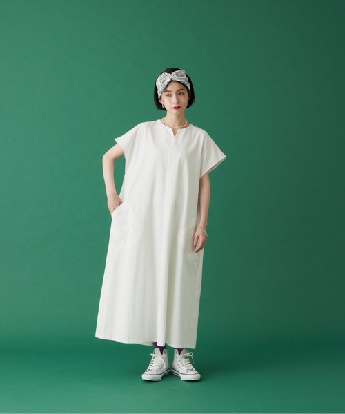 manana suerte（マニャーナスエルテ）の「コットンスキッパーワンピース***（ワンピース・レディース・ホワイト/ブラック・FREE）」の6枚目の写真