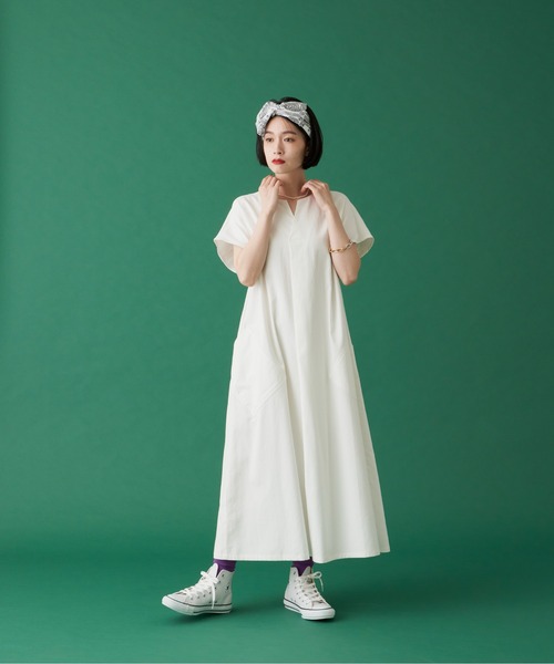 manana suerte（マニャーナスエルテ）の「コットンスキッパーワンピース***（ワンピース・レディース・ホワイト/ブラック・FREE）」の4枚目の写真