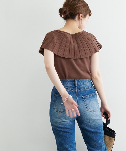 natural couture(ナチュラルクチュール)の「【WEB限定】ビッグカラーニット(ニット/セーター・レディース・オフホワイト/ブラック/モカ/ブラウン/グリーン・FREE)」の16枚目の写真