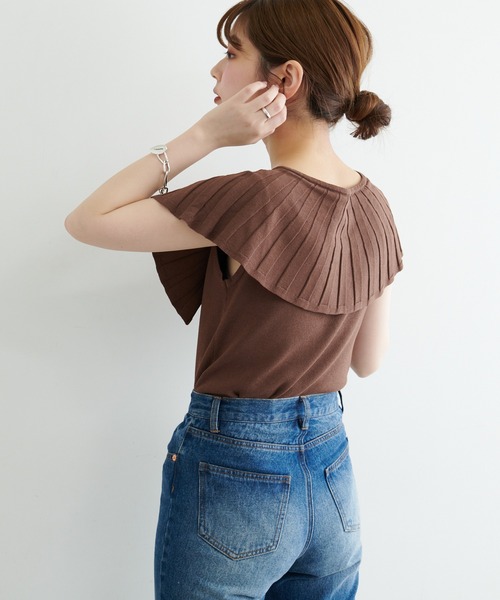 natural couture(ナチュラルクチュール)の「【WEB限定】ビッグカラーニット(ニット/セーター・レディース・オフホワイト/ブラック/モカ/ブラウン/グリーン・FREE)」の15枚目の写真