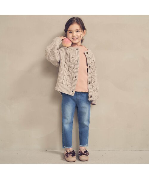 apres les cours（アプレレクール）の「ざっくりニットカーディガン（カーディガン/ボレロ・キッズ・オレンジ/アイボリー/ベージュ・90/120/140/100）」の11枚目の写真