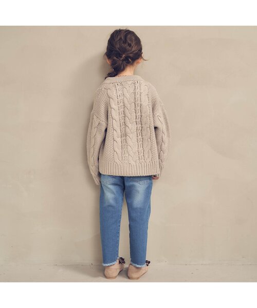 apres les cours（アプレレクール）の「ざっくりニットカーディガン（カーディガン/ボレロ・キッズ・オレンジ/アイボリー/ベージュ・90/120/140/100）」の14枚目の写真