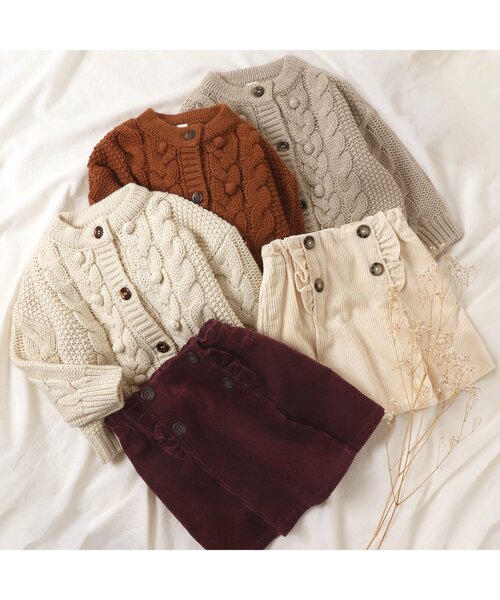 apres les cours（アプレレクール）の「ざっくりニットカーディガン（カーディガン/ボレロ・キッズ・オレンジ/アイボリー/ベージュ・90/120/140/100）」の17枚目の写真