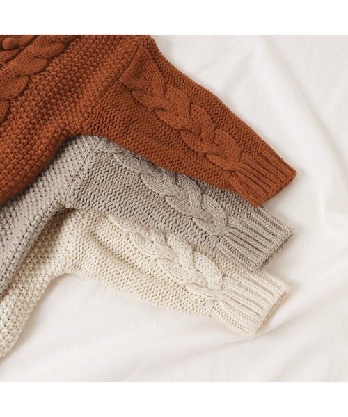 apres les cours（アプレレクール）の「ざっくりニットカーディガン（カーディガン/ボレロ・キッズ・オレンジ/アイボリー/ベージュ・90/120/140/100）」の15枚目の写真