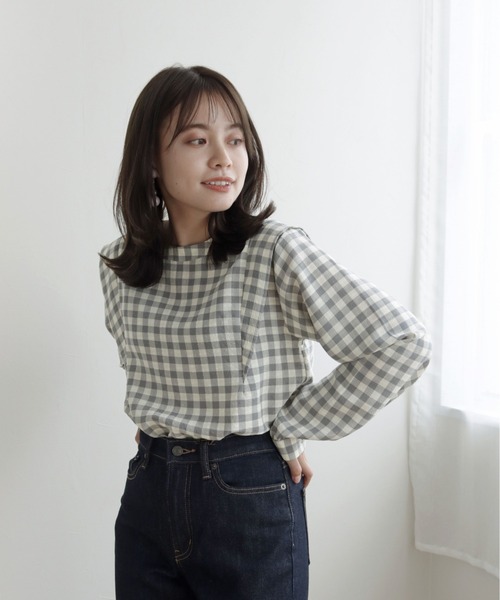 cheriella(シェリエラ)の「【TwentyThree】ギンガムパワショルブラウス(シャツ/ブラウス・レディース・ブラック×ホワイト/グレー×ホワイト・FREE)」の14枚目の写真